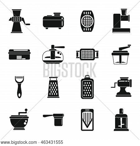 Vegetable Cutter Icons Set Simple Vector. Chopper Appliance. Cooking Dicer