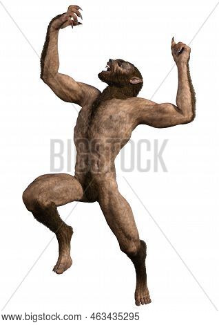3D Rendering Werewolf On White