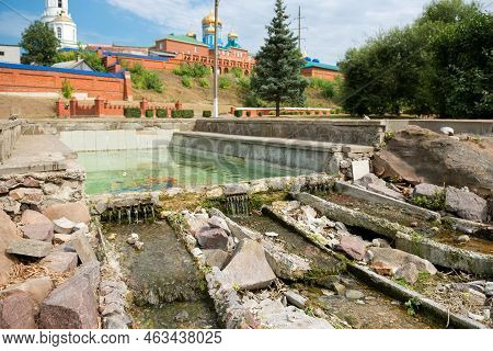 Open Pool With Spring Water At The Walls Of The Zadonsky Nativity Of The Virgin Mary Monastery