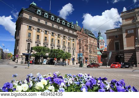 Stockholm, Sweden - May 30, 2010: People Visit Gustav Adolf Square (gustav Adolfs Torg) In Stockholm