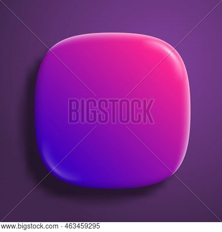 App Icon Superellipse, Glossy Vector Background. 3d Squircle Button With Purple Neon Holographic Gra