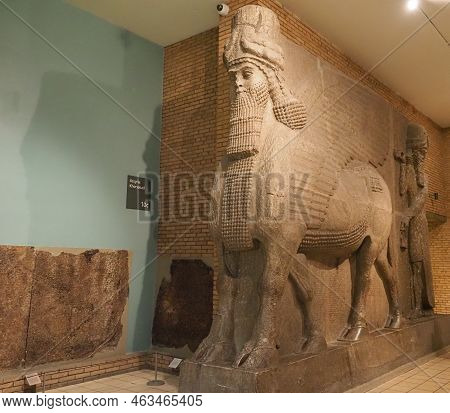 Assyrian Winged Bulls Circa 860 Bc At The British Museum In Lond