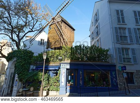 Paris, France-october 09, 2022 : The Traditional French Restaurant Le Moulin De La Galette Located I