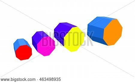 Gymnastics Octagonal Tumblers Set Vector Illustration On A White Background