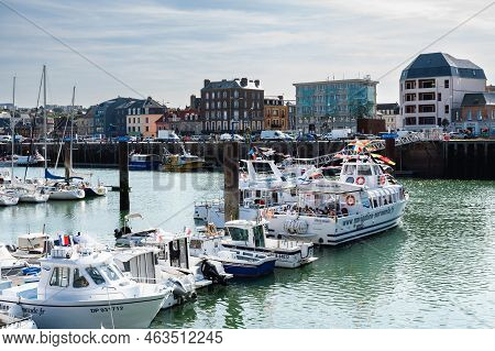 Dieppe, France - August 29 2022: Boats In The Harbour In Dieppe, Fishing Port On The Normandy Coast 