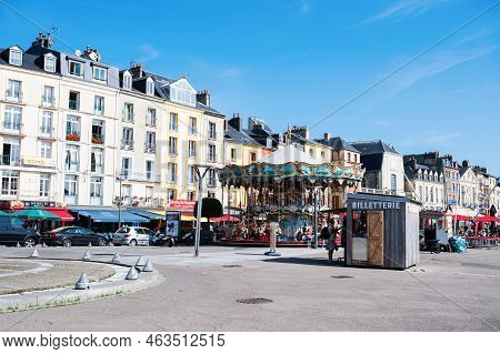 Dieppe, France - August 29 2022: Fairground In Dieppe, Fishing Port On The Normandy Coast In Norther