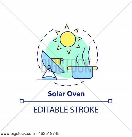 Solar Oven Concept Icon. Renewable Sources. Parabolic Cooker. Sun Energy Abstract Idea Thin Line Ill