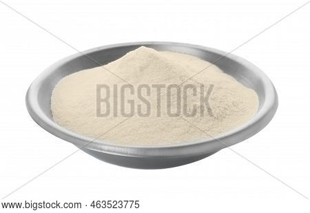 Bowl Of Agar-agar Powder Isolated On White