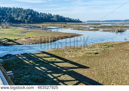 A View Of The Nisqually Wetlands In Washington State. Landscape Photo.