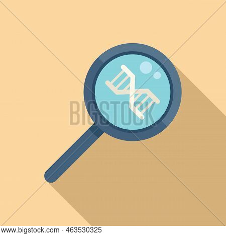 Search Dna Icon Flat Vector. Gmo Food. Medicine Gene