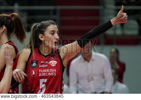 Istanbul, Turkey - April 02, 2022: Seyma Ercan In Turk Hava Yollari Vs Ptt Turkish Sultans League Ma