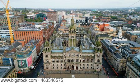 Aerial View Over The City Center Of Glasgow - Glasgow, United Kingdom - October 04, 2022