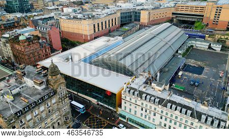Glasgow Queens Street Station In The City Center - Aerial View - Glasgow, United Kingdom - October 0