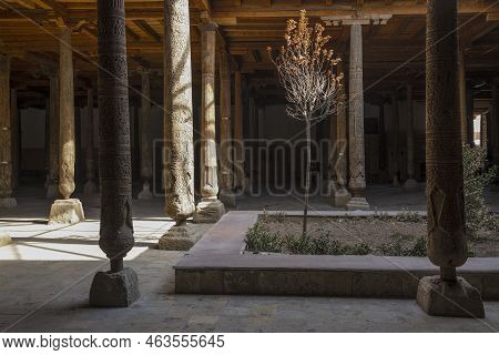 Khiva, Uzbekistan - September 06, 2022: Interior Of The Medieval Juma Mosque