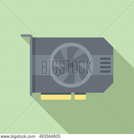 Computer Card Icon Flat Vector. Pc Gpu. Fan Chip