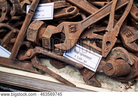 Souvenir Tools Made Of Chocolate In A Belgian Chocolate Shop In Brussels