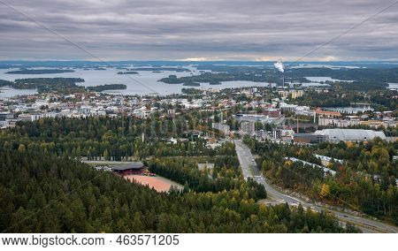 Cityscape Of Kuopio From Puijo Tower In Eastern Finland.
