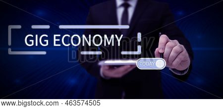 Handwriting Text Gig Economy. Business Approach A Market System Distinguished By Shortterm Jobs And 