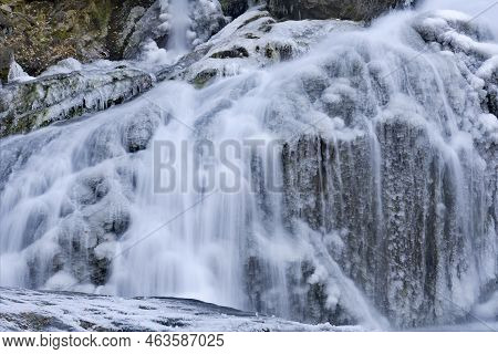 Russia. South Of Western Siberia. One Of The Most Beautiful Waterfalls Of The Altai Mountains On The