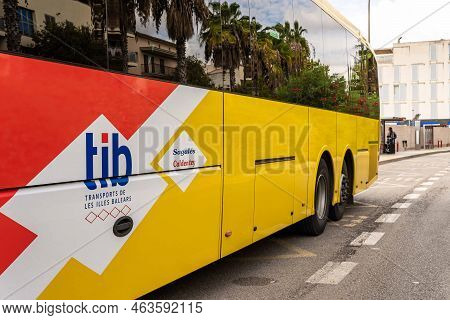 Manacor, Spain; September 24 2022: Bus Of The Regional Bus Company Tib, Parked At A Bus Stop In The 