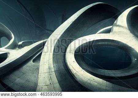 Gloomy Footcrystic Background Dystopia. High Quality Illustration