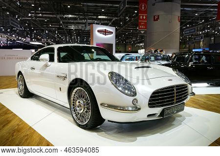 Geneva, Switzerland - March 10, 2019: Retro-styled Sports Car David Brown Speedback Gt At The Geneva