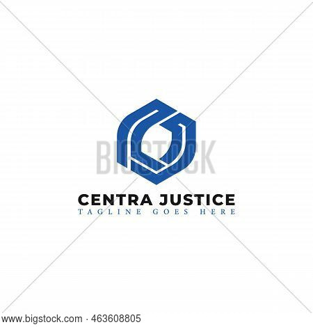 Abstract Initial Letter Cj Or Jc Logo In Blue Color Isolated In White Background Applied For Law Fir