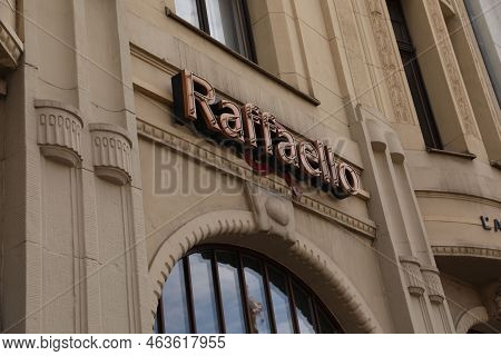 Cologne, Germany - August 28, 2022: Sign Of Rafaello Candy Store Outdoors