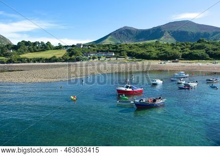 Trefor - Wales - August 9 2022 : Small Welsh Seaside Resort On The Llyn Peninsula.  Summer Landscape