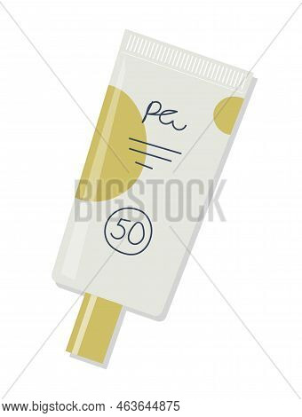Cosmetic Cream Icon. Natural Organic Product To Protect Skin From Uv And Direct Sunlight. Means For 