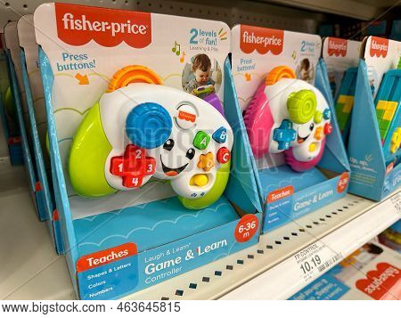 Plymouth, Minnesota - October 14, 2022: Fisher Price Laugh And Learn Game Controller Toys For Babies
