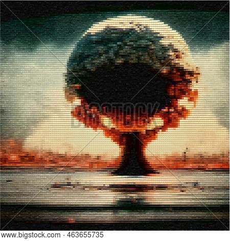 Mushroom From A Nuclear Bomb Explosion. Nuclear War In The World. End Of The World.
