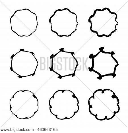 Set Of Grunge Circles. Rounds Scribble Line Circles. Doodle Circles For Design Elements. Bubble Proe