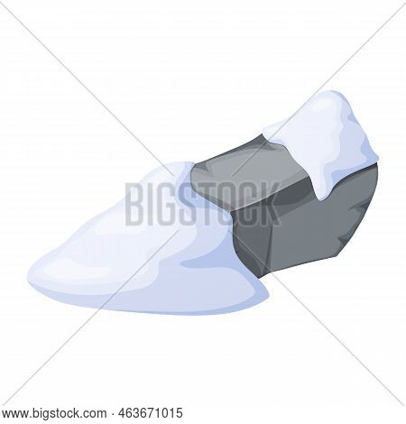 Gray Stones Or Rocks In Snow. Broken Cartoon Rocks And Snowdrifts. Cartoon Crags And Snowdrifts. Ice