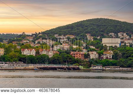 View Of The Mountains Of Kinaliada Island From Marmara Sea, With Traditional Summer Houses, Istanbul