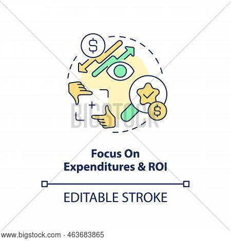 Focus On Expenditures And Roi Concept Icon. Managing Small Business Finance Guide Abstract Idea Thin