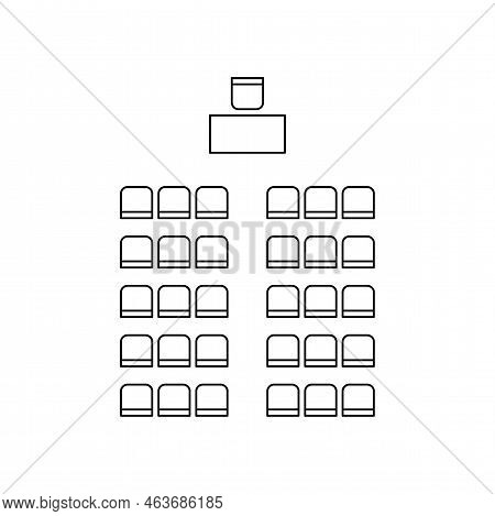 Set Of Plan For Arranging Seats In Interior, Auditorium With Place Spectators, Classroom, Theater, L