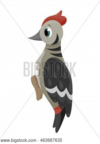 Cute Grey Bird. Animal With Wings And Feathers And Bright Coloring. Sticker For Social Networks And 