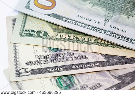 American Dollars Closeup, Paper Money, Cash, Finance Concept.