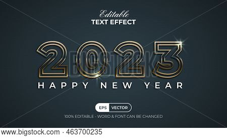2023 New Year Text Effect Gold Style. Editable Text Effect.