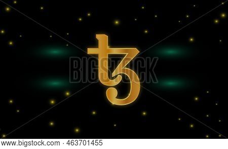 Tezos-xtz Virtual Currency Images. 3d Illustration. Coin Logo.