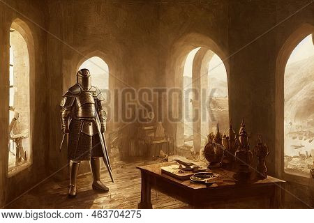 Knight In Castle Interioer, Fary Tale Background