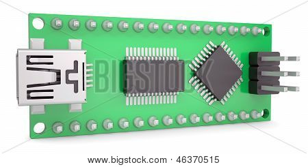 Computer bord med chips og USB-udgang