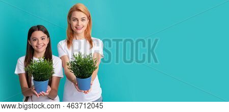 Mother And Daughter Child Banner, Copy Space, Isolated Background. Foster To Adopt. Foster Family. A