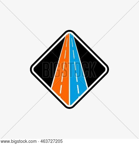 Simple And Unique Two Ways Or Double Road On Block Rectangle Image Graphic Icon Logo Design Abstract