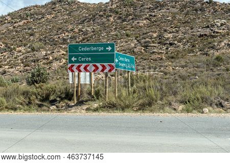 Directional Sign At The Junction Between Katbakkies Road And The Ceres To Matjiesrivier Road In The 