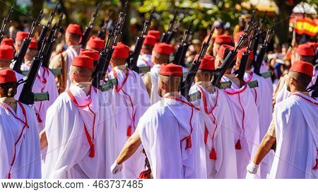 Madrid, Spain, October 12, 2022: Parade Of The Special Corps Of The Regulares Through The Streets Of