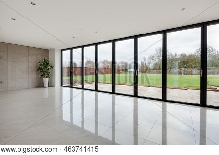Dry Drayton, Cambridgeshire - Jan 10 2017: Contemporary Unfurnished House Living Room With Tiled Flo