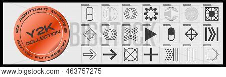 Retrofuturistic Y2k Geometry Design Elements Collection. Trendy Geometric Design Elements. Objects I