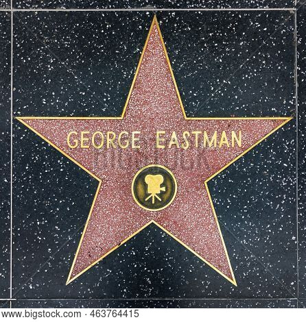 Los Angeles, Usa - March 5, 2019: Closeup Of Star On The Hollywood Walk Of Fame For George Eastman.
